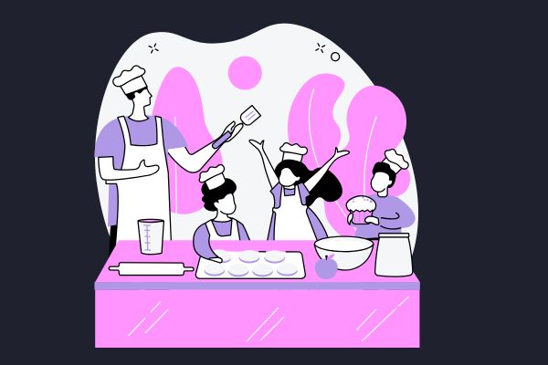 A kitchen scene showing keyword items