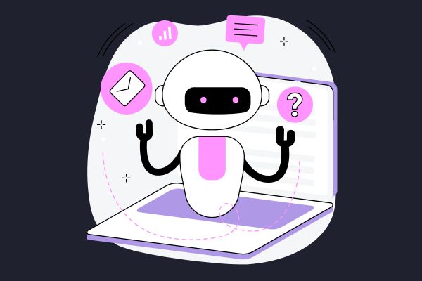 An AI bot holding up various icons from a laptop when asked 'How is AI affecting web traffic?'