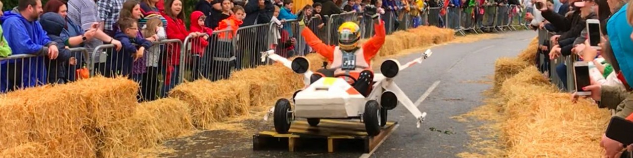 Ian Naylor in a soap box cart