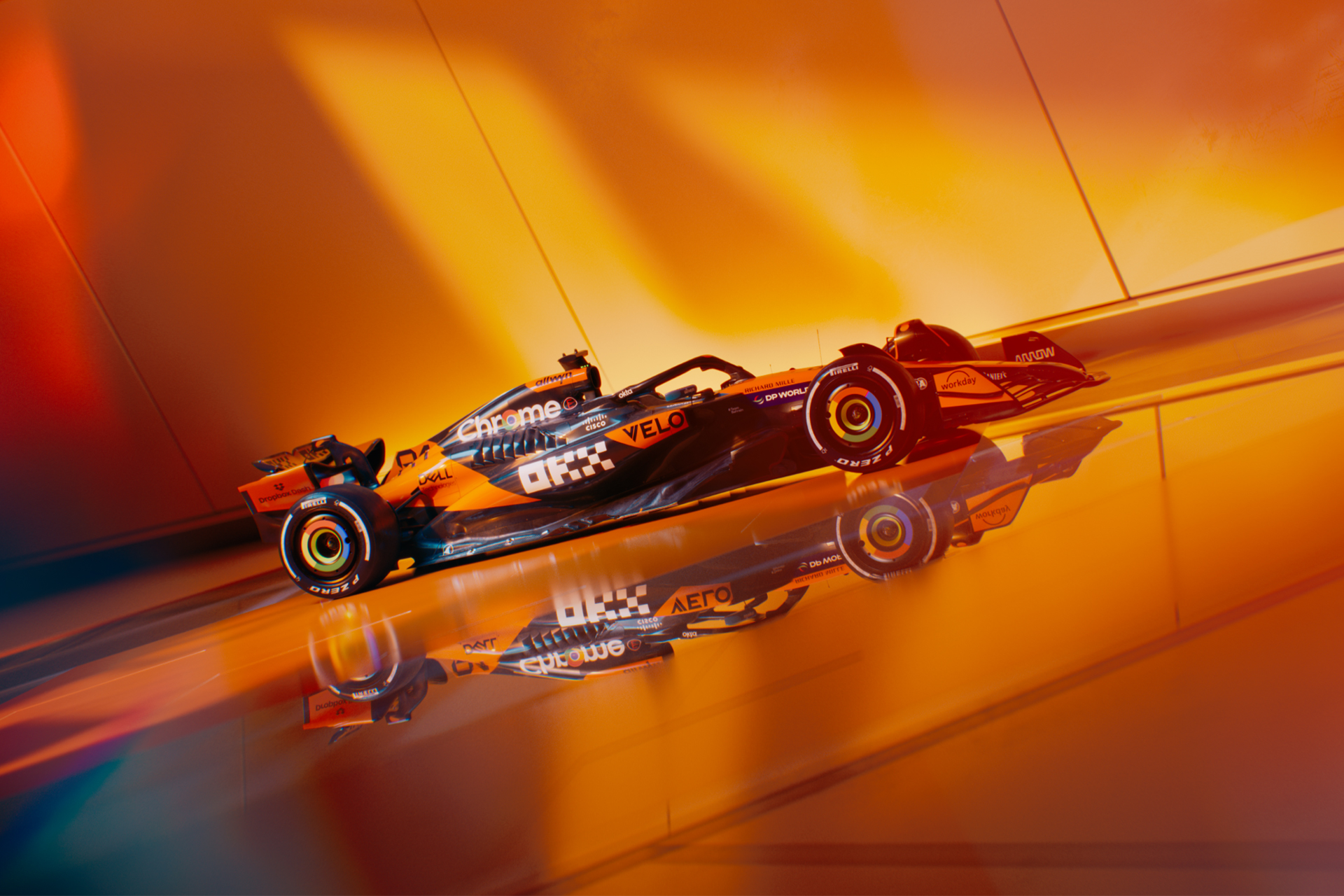 McLaren Racing car on orange background
