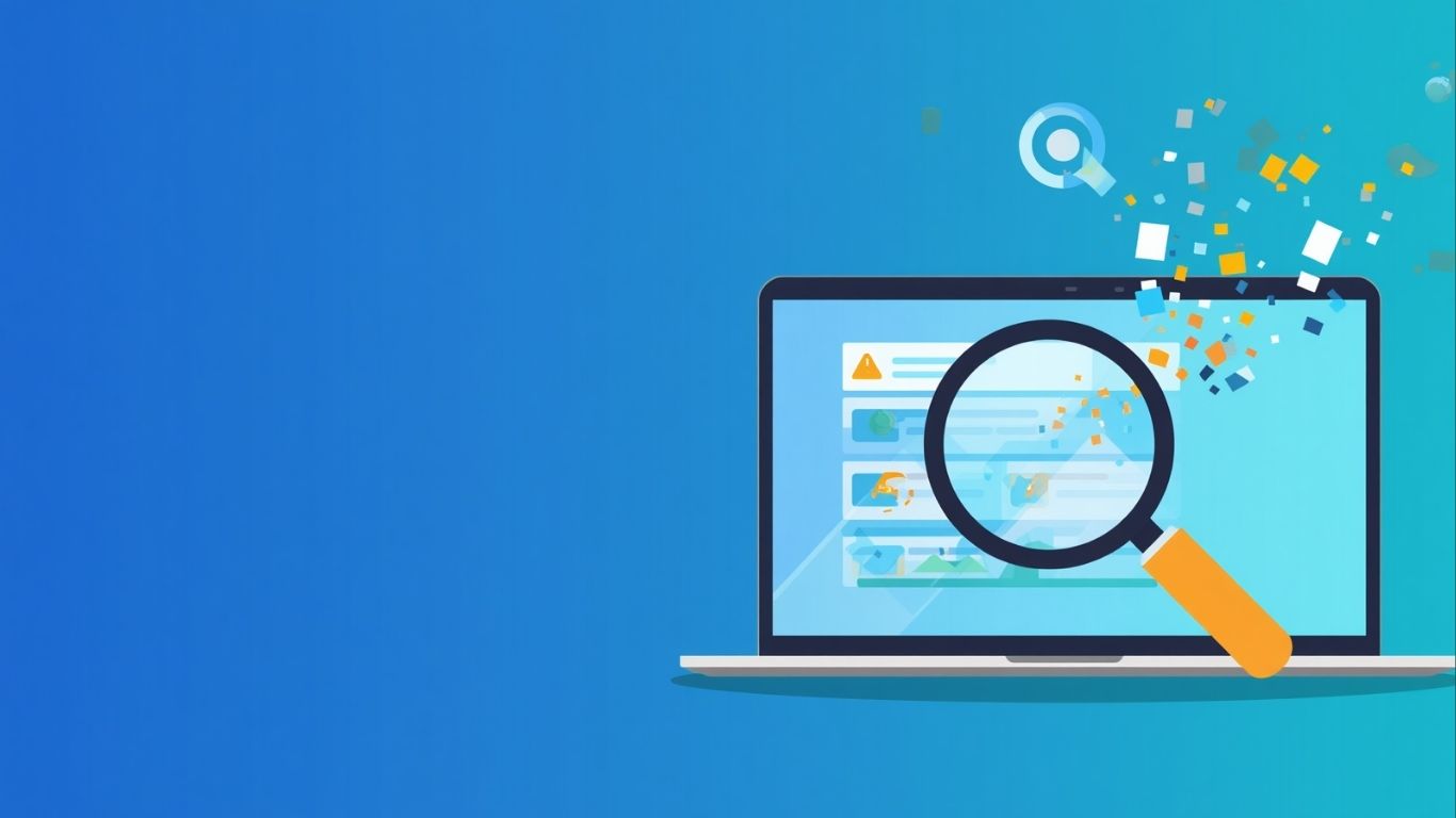 A magnifying glass held over a laptop screen signifying looking closly at the August 2026 Google spam update